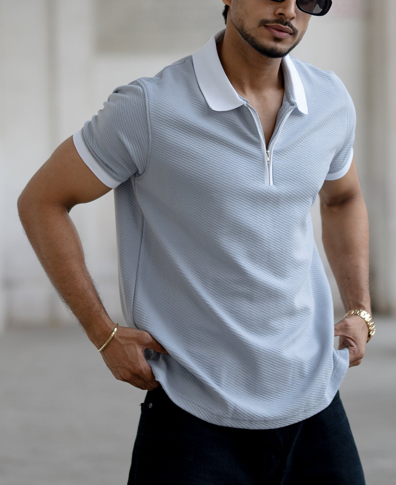 Cloud Blue Regular Fit Half Sleeves T-Shirt.