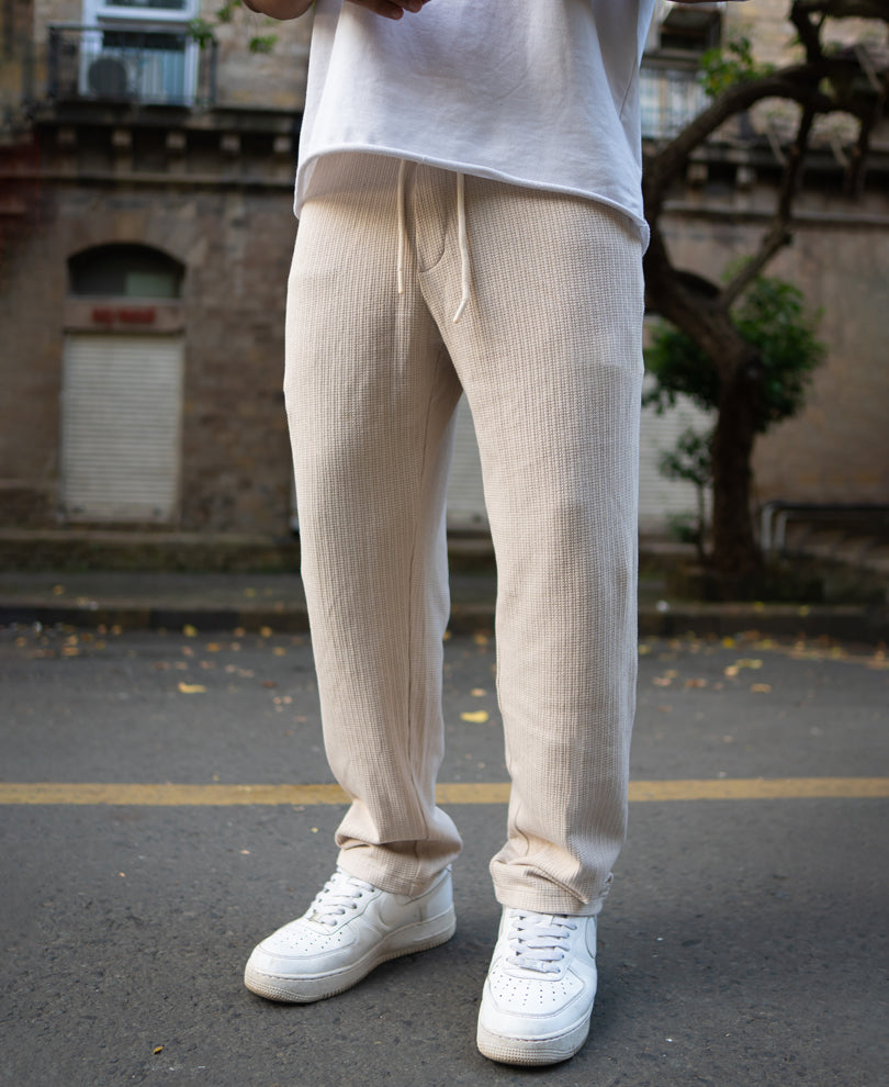 Light Beige Regular Fit Track Pant.