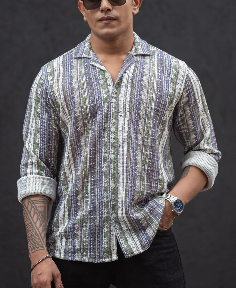 Multicolour Striped Regular Fit Full Sleeves Shirt.