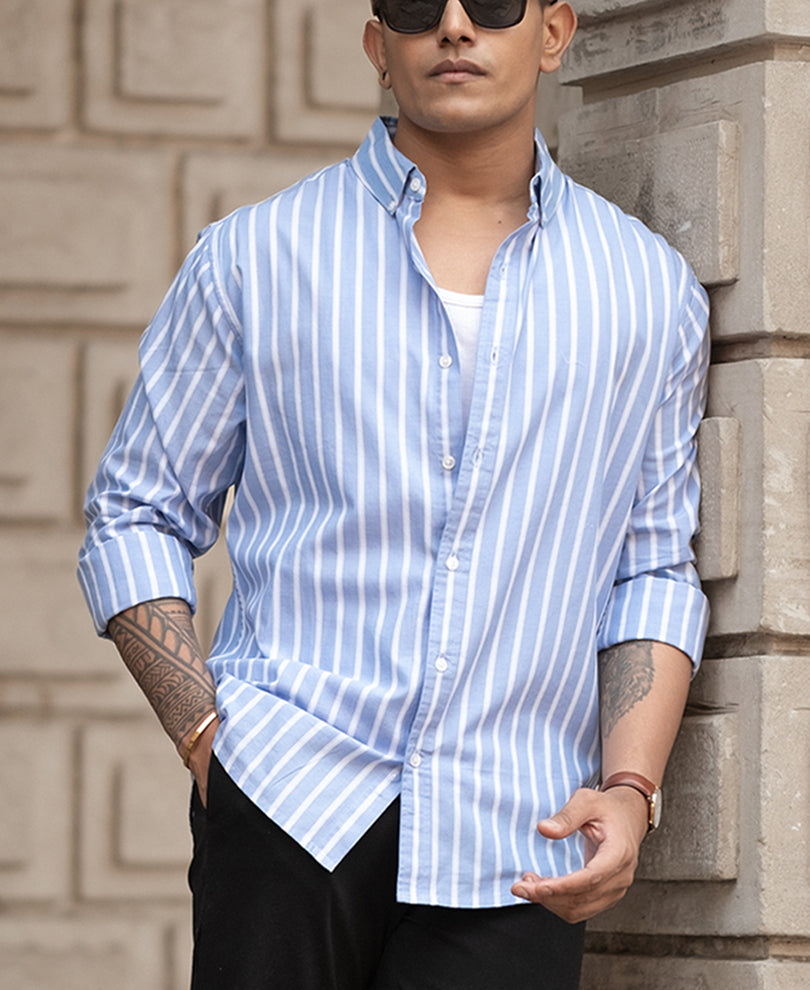 Blue Lightweight Striped Shirt.