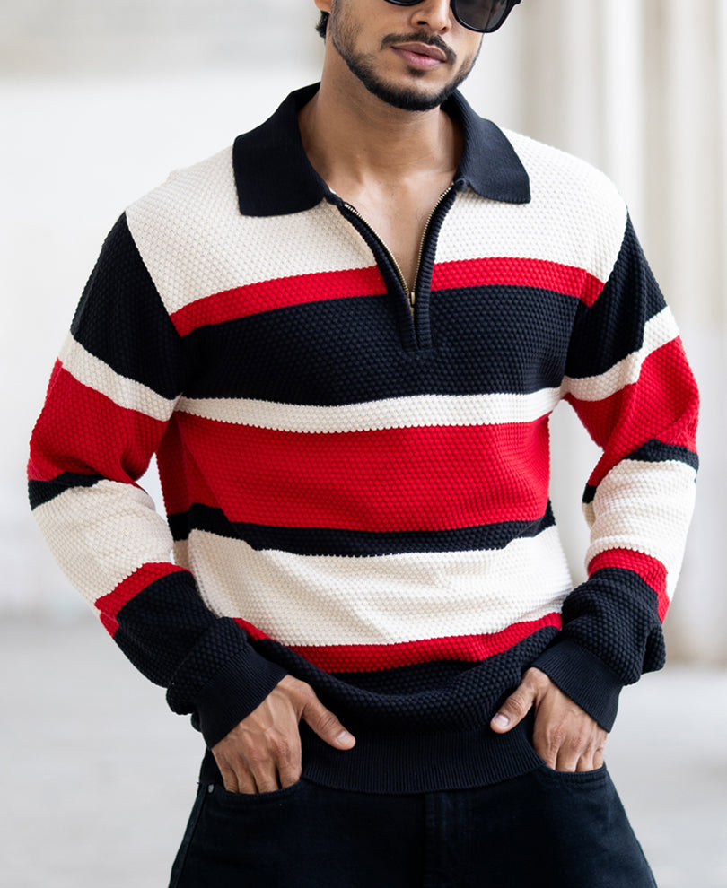 Multi Colour Regular Fit Full Sleeves T-Shirt.