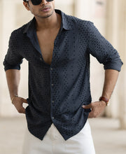 Grey Structured Flowy Shirt.