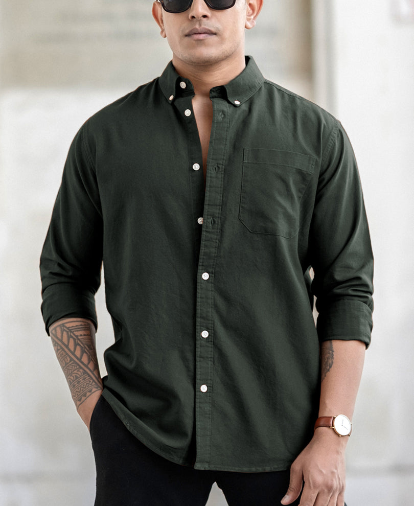 Olive Oxford Shirt.