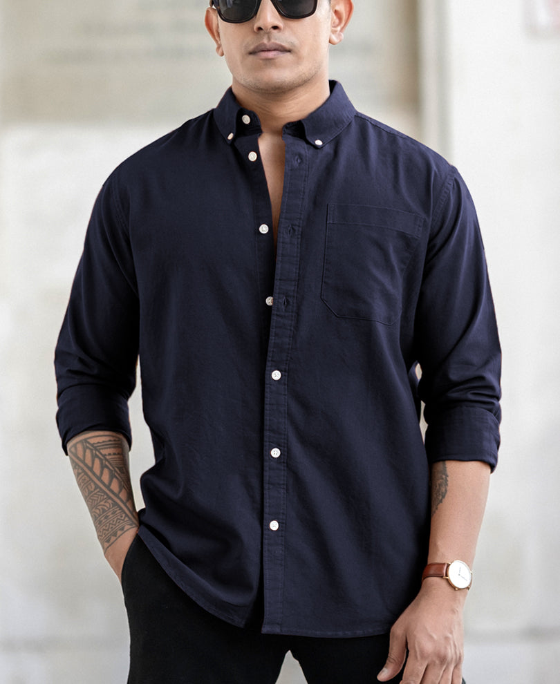 Navy Oxford Shirt.