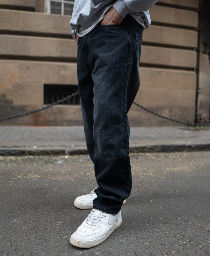Black Baggy Fit Denim Jeans.