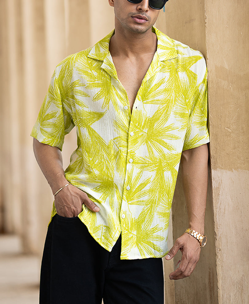 Lime Forest Printed Shirt.