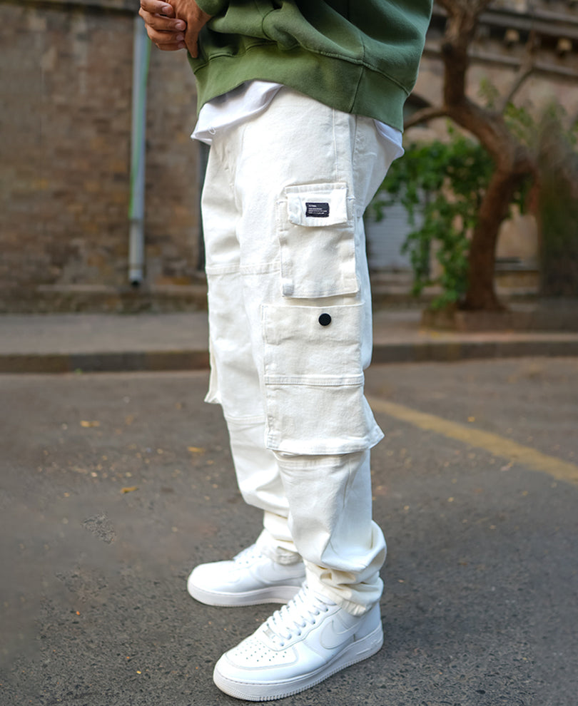 Off White Patch Pockets Denim Jeans.