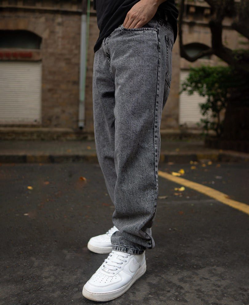 Dark Grey Baggy fit Denim Jeans.