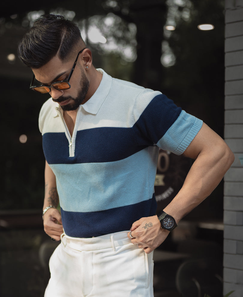 Multi Colour Knits Regular Fit Half Sleeves Tshirt.