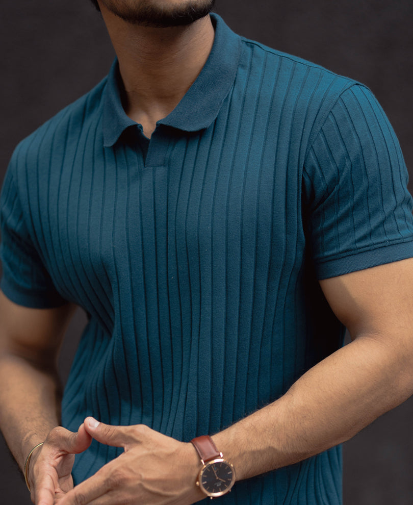 Royal Blue Regular Fit Half Sleeves T-Shirt.
