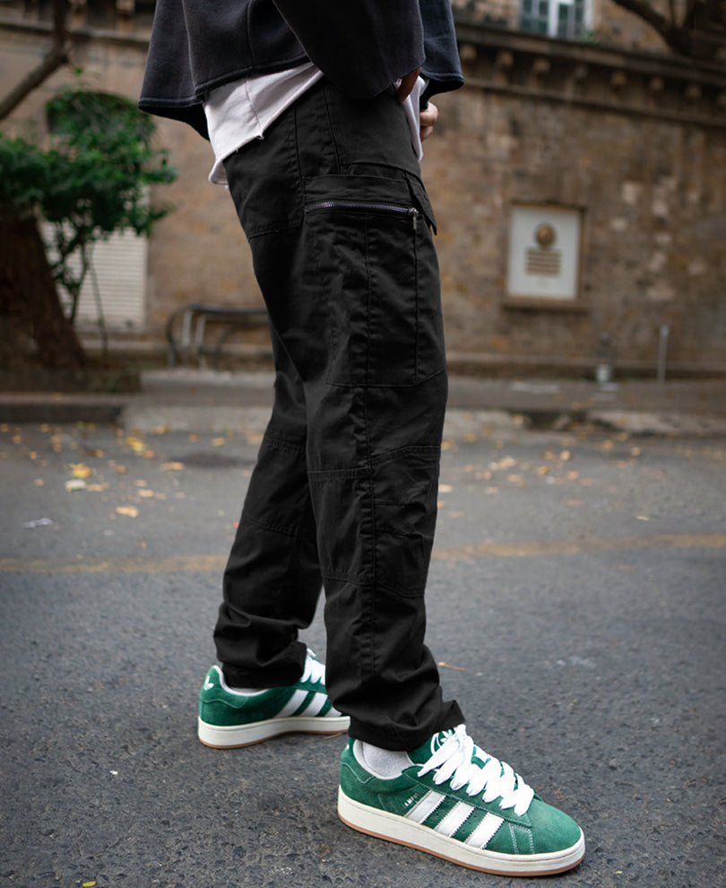 Black Cotton Cargo Pant.