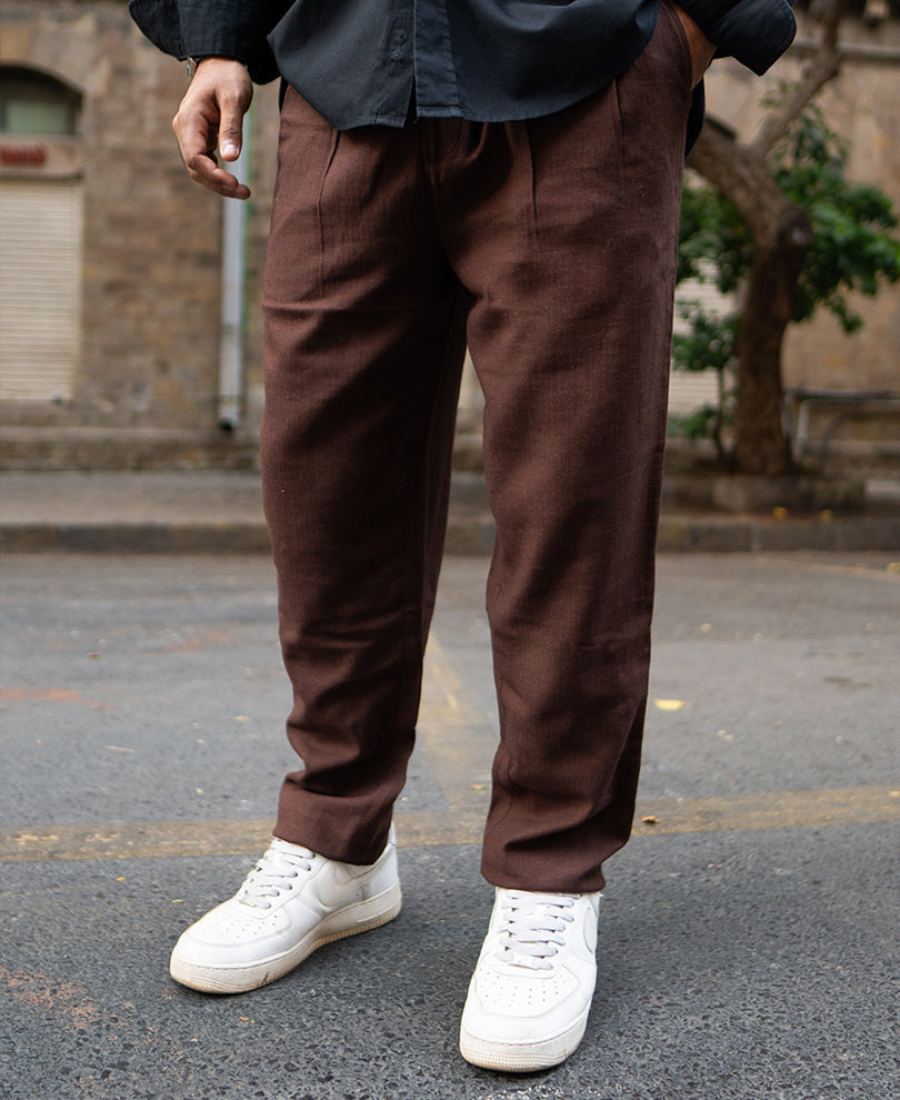 Dark Brown Linen Pant.