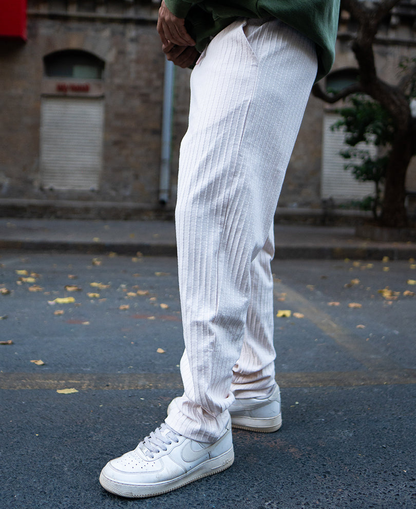 Light Fawn Crushed Regular Fit Track Pant.