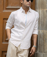 Maroon Broad Stripe Shirt.