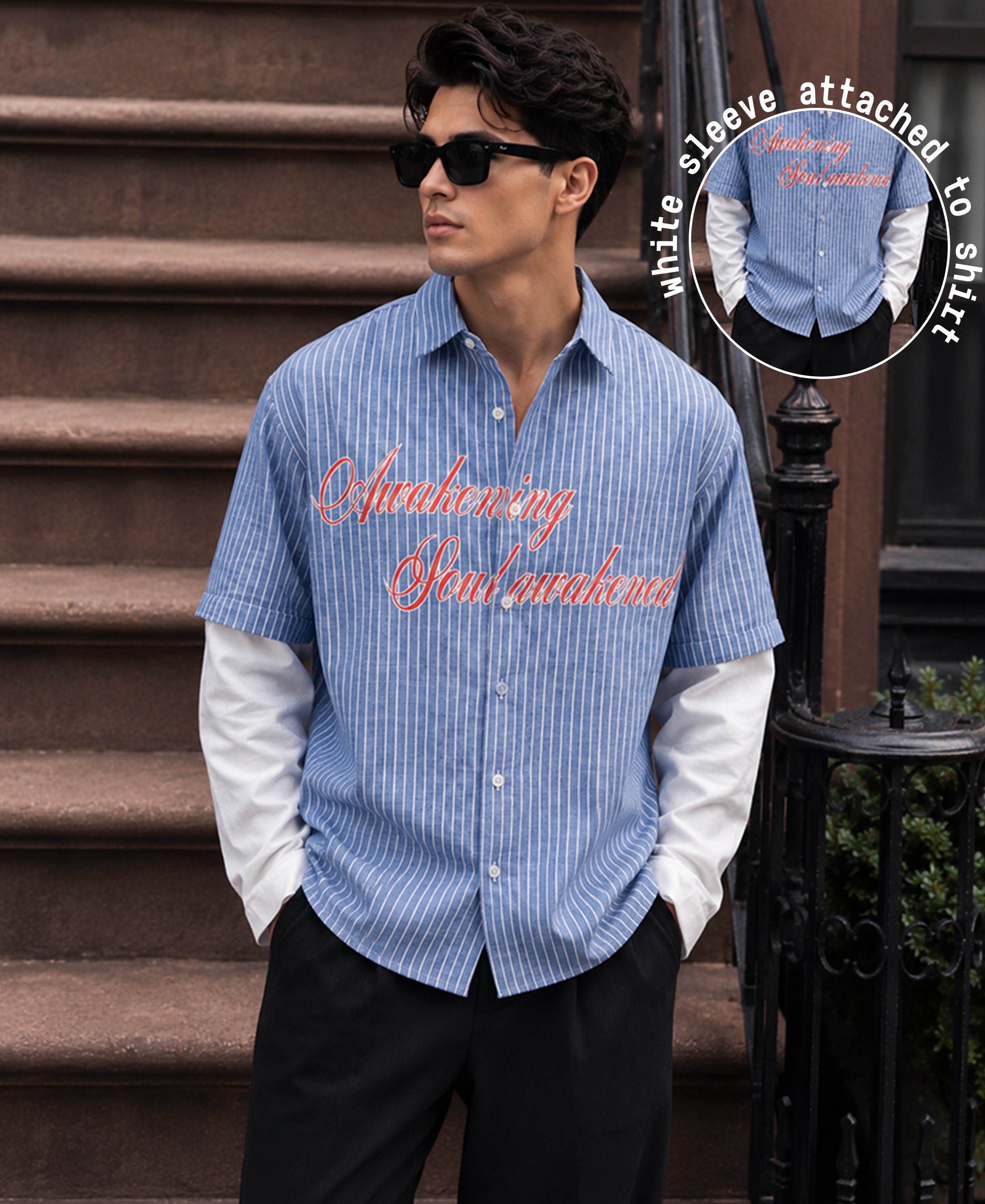 Blue Stripe Doctor Sleeve Shirt