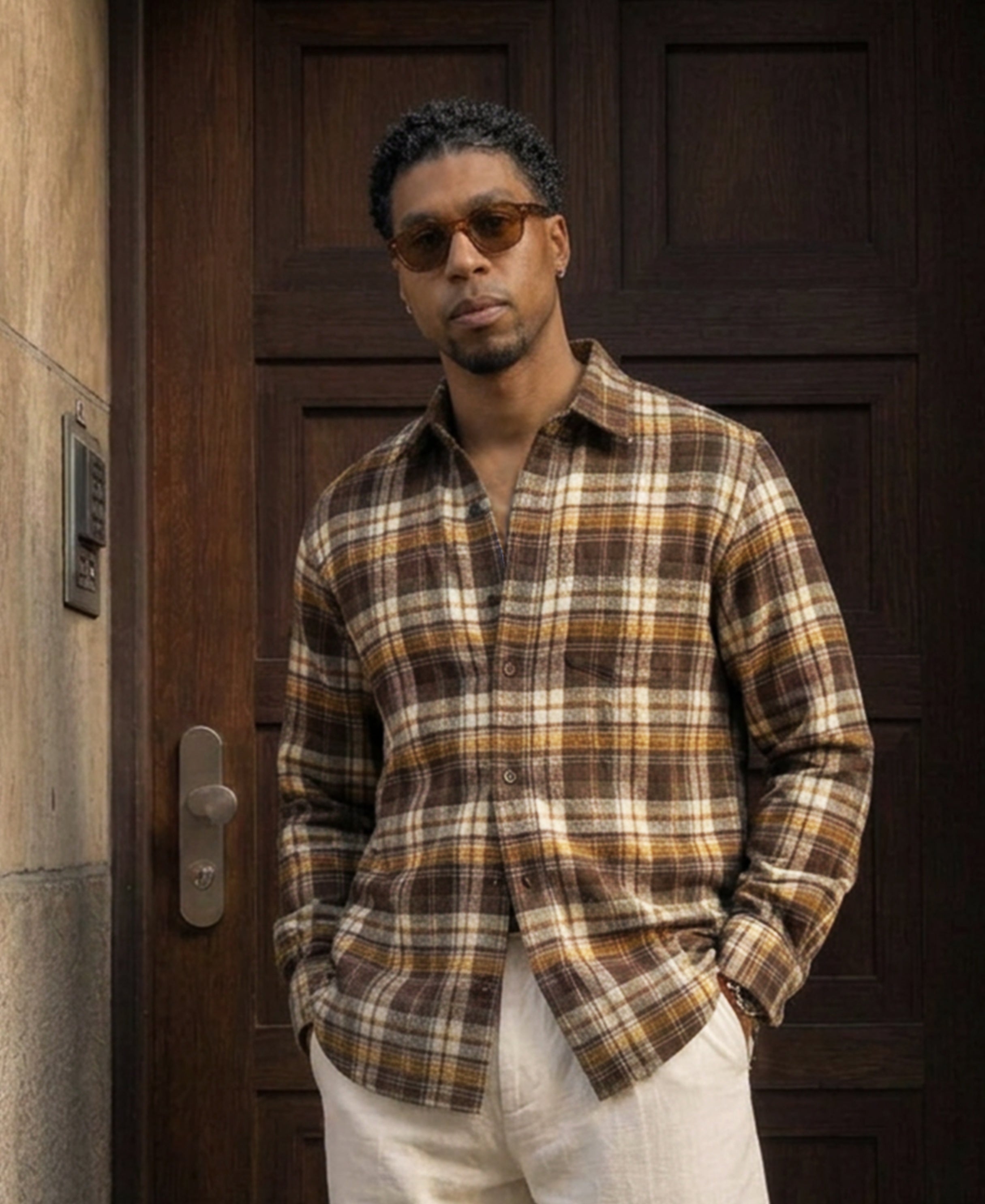 Brown Checks Shirt 100% Cotton