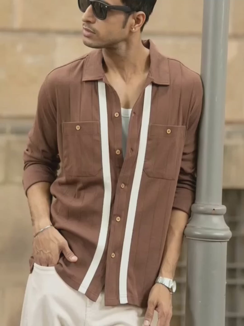 Brown Tape Detail Shirt.