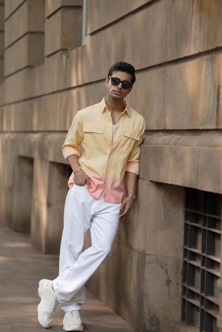 Load video: Yellow Ombre Structured Shirt.
