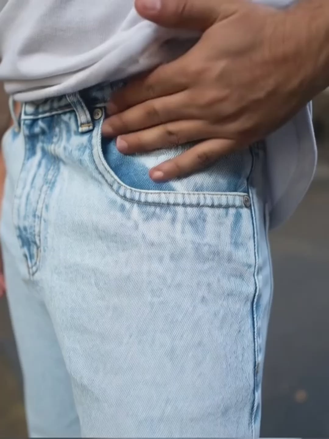 Load video: Ice Blue Washed Baggy Jeans.