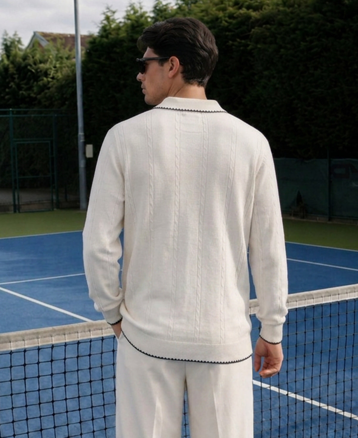 White Cable Knit T-Shirt 100% Cotton